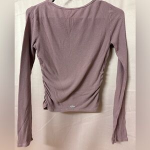 ALO Yoga Mauve Long Sleeve Ruching Top